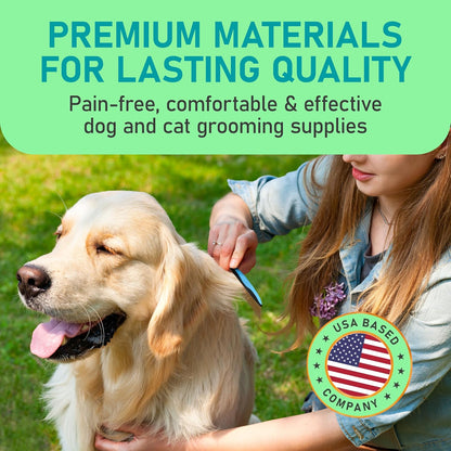 Pet Grooming Rake and Dematting Comb for Dogs - Dog Grooming Supplies, Undercoat Rake for Dogs, Cats - Extra-Wide Deshedding Dog Brush, Deshedder Comb for Long Hair - Reduce Shedding