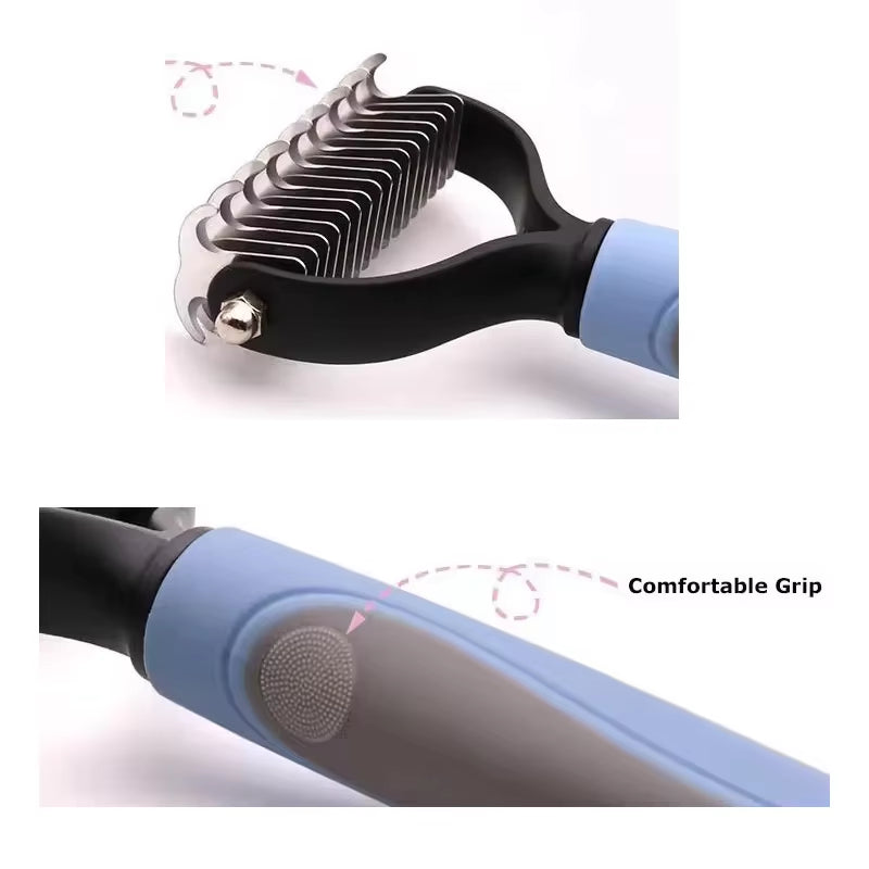 Professional Pet Deshedding Brush 2 Sided Dematting Dog and Cat Hair Remover Pet Hair Knot Cutter Dogs Grooming Shedding Supplie