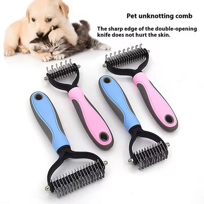 Professional Pet Deshedding Brush 2 Sided Dematting Dog and Cat Hair Remover Pet Hair Knot Cutter Dogs Grooming Shedding Supplie