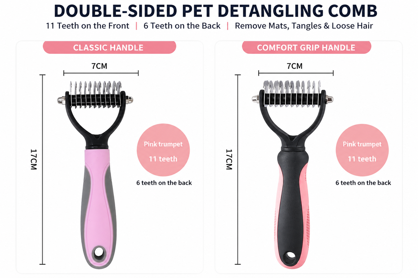 Professional Double-Sided Stainless Steel Pet Grooming Brush for Dogs & Cats | Dematting, Deshedding & Hair Removal Comb (Copy)