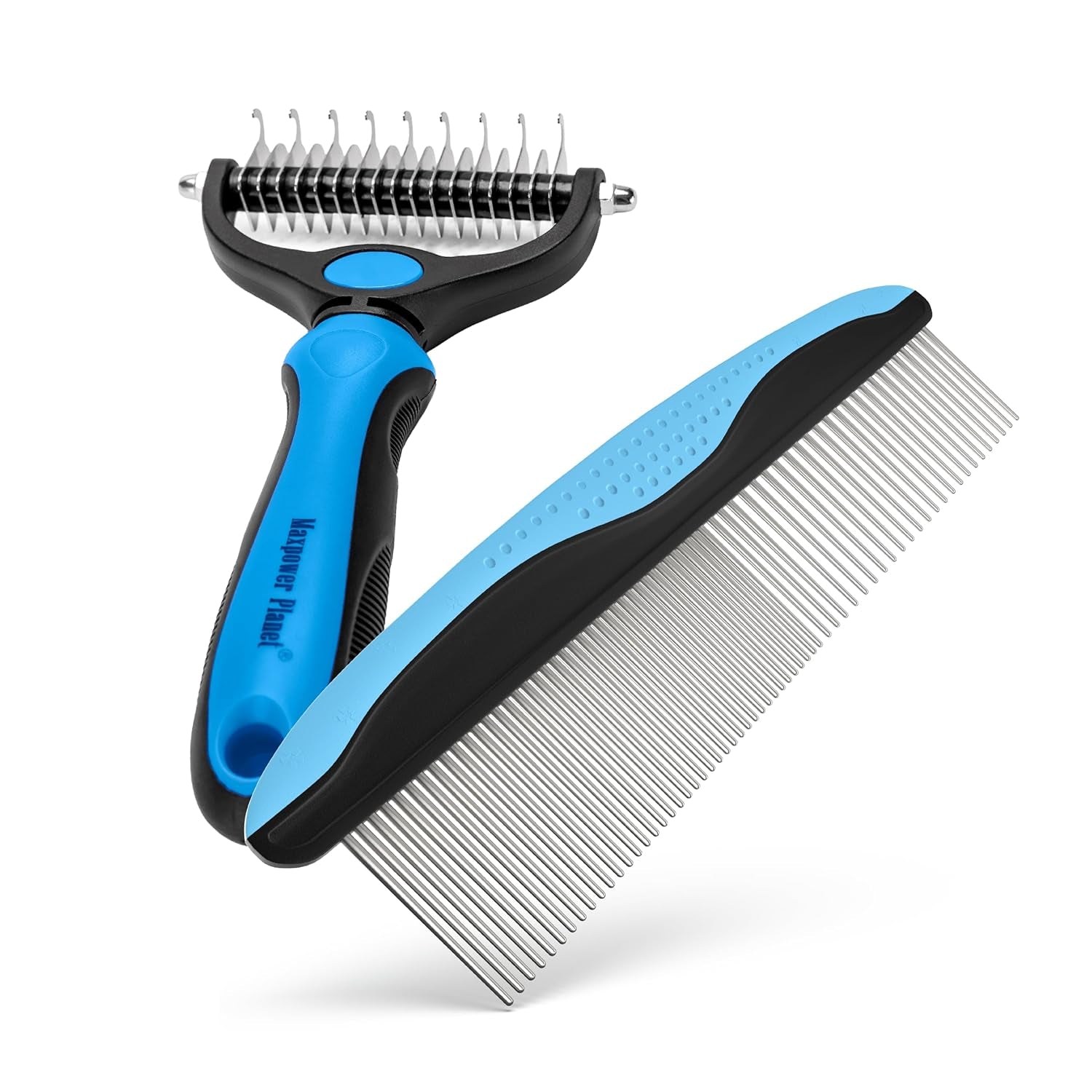 Pet Grooming Rake and Dematting Comb for Dogs - Dog Grooming Supplies, Undercoat Rake for Dogs, Cats - Extra-Wide Deshedding Dog Brush, Deshedder Comb for Long Hair - Reduce Shedding